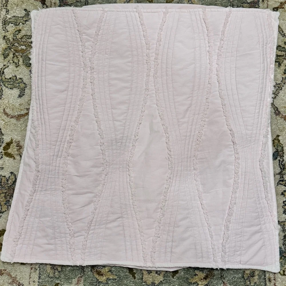 Pottery Barn Kids Wave Recycled ~Euro Pillow Cover ~Blush Pink
